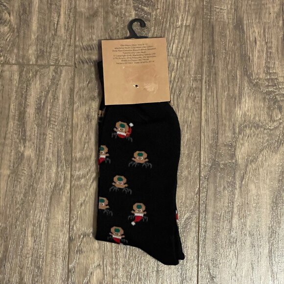 New Men's Legale Socks Christmas Theme Moose Santa Hat Black NWT - Picture 3 of 5